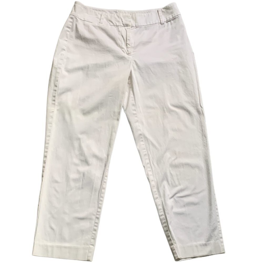 Ann Taylor Factory Signature White Straight Leg Cropped Pant Sz 2 #117D